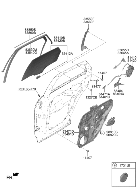 2023 Hyundai Genesis Electrified GV70 LATCH ASSY-REAR DOOR,RH Diagram for 81420-AR200