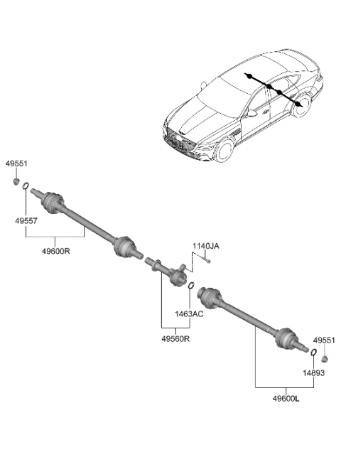 2023 Hyundai Genesis Electrified GV70 Drive Shaft (Rear) Diagram