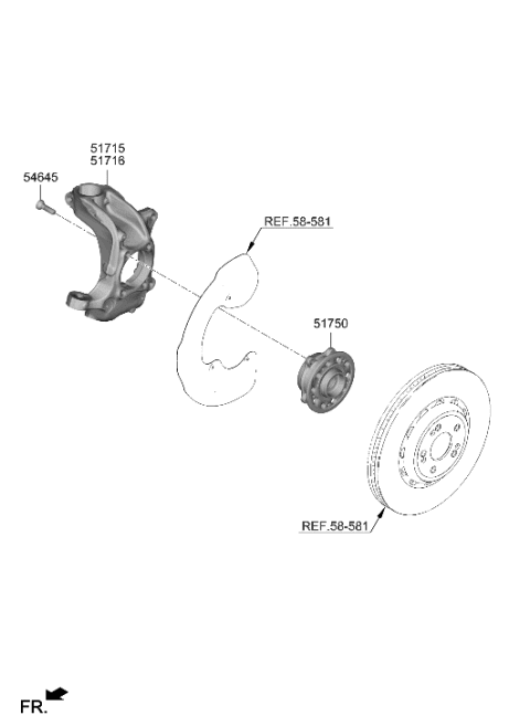 2019 Hyundai Accent KNUCKLE-FRONT AXLE,RH Diagram for 51711-IT500