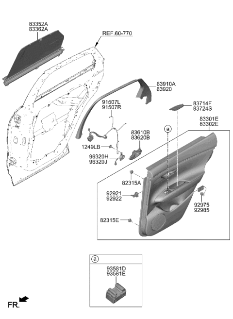 2023 Hyundai Genesis Electrified GV70 CAP-RR DR PULL HDL,LH Diagram for 83714-AR000-GLW