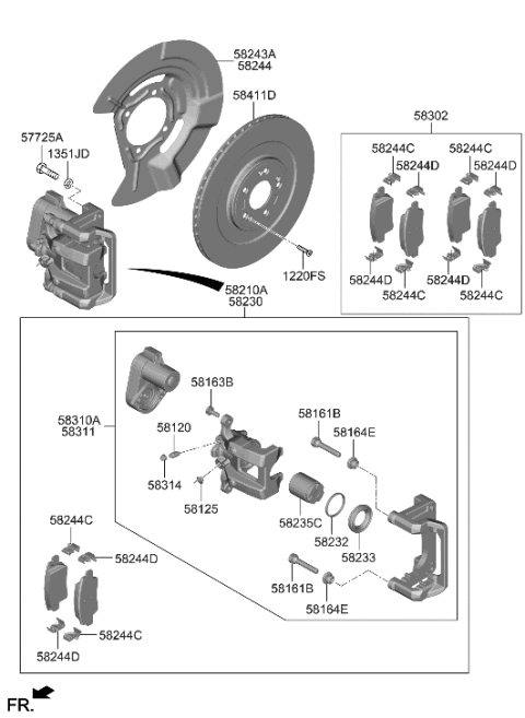 2023 Hyundai Genesis Electrified GV70 BRAKE ASSY-RR WHEEL,LH Diagram for 58210-DS000