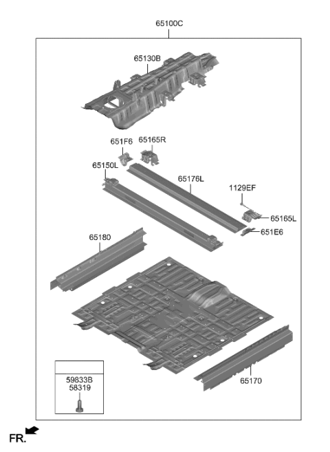 2019 Hyundai Accent PANEL ASSY-FLOOR,CTR Diagram for 65100-DS000