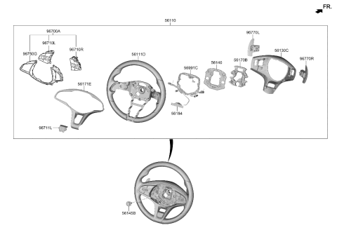 2019 Hyundai Accent SWITCH ASSY-STRG REMOTE CONT L Diagram for 96710-DS000-GLW