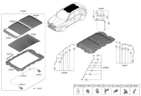 2023 Hyundai Genesis Electrified GV70 PANORAMA ROOF ASSY Diagram for 81600-DS000-VNB