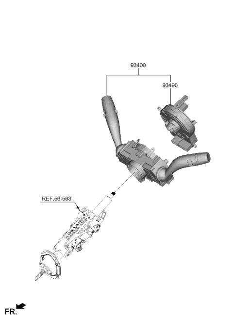 2019 Hyundai Accent SWITCH ASSY-MULTIFUNCTION Diagram for 934D2-AR580-4X