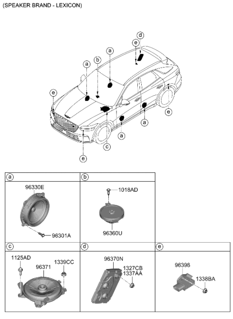 2019 Hyundai Accent SPEAKER ASSY-SUB WOOFER Diagram for 96380-DS000