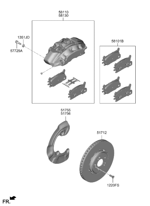 2023 Hyundai Genesis Electrified GV70 Front Wheel Brake Diagram