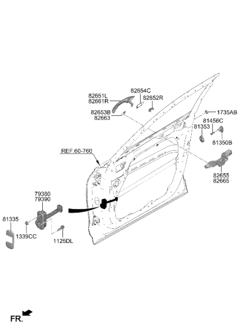 2019 Hyundai Accent BASE ASSY-FR DR O/S HANDLE LH Diagram for 82655-AR000
