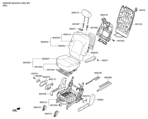 2013 Hyundai Santa Fe 2Nd Back Seat Cover Assembly, Right Diagram for 89460-B8140-ZZA