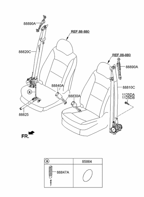 2015 Hyundai Santa Fe Front Seat Belt Assembly Left Diagram for 88810-B8500-RYN