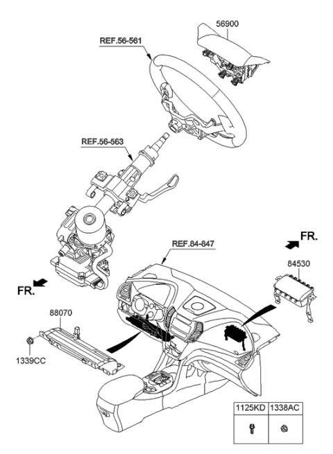 2012 Hyundai Sonata Module Assembly-Knee Air Bag Diagram for 56970-B8000-RYN