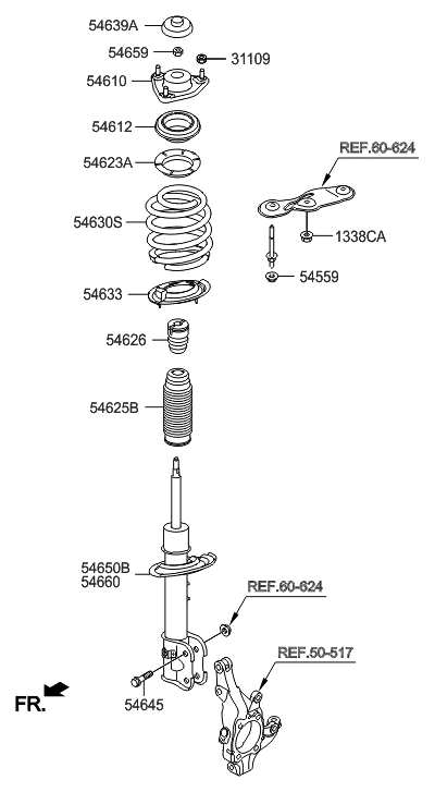 2013 Hyundai Sonata Front Spring Pad,Upper Diagram for 54623-2P500