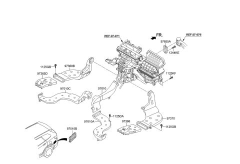 2013 Hyundai Santa Fe Duct Assembly-Rear Ventilator Diagram for 97010-2W000