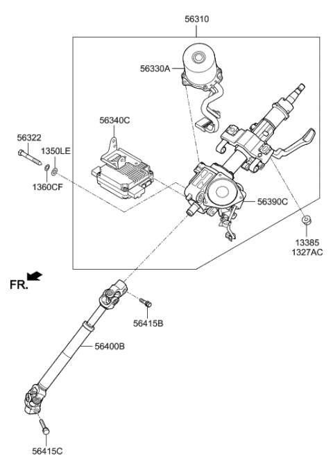 2012 Hyundai Sonata Column Assembly-Upper Diagram for 56310-B8150