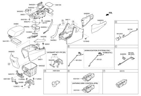 2014 Hyundai Santa Fe Tray-Console,Rear Diagram for 84655-2W100-NBC