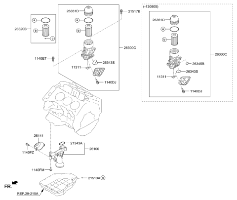 2015 Hyundai Santa Fe Front Case & Oil Filter Diagram