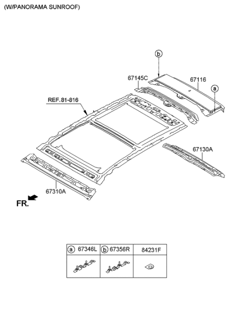 2013 Hyundai Santa Fe Bracket Assembly-Roof Rack Rear NO.2,RH Diagram for 67357-B8300