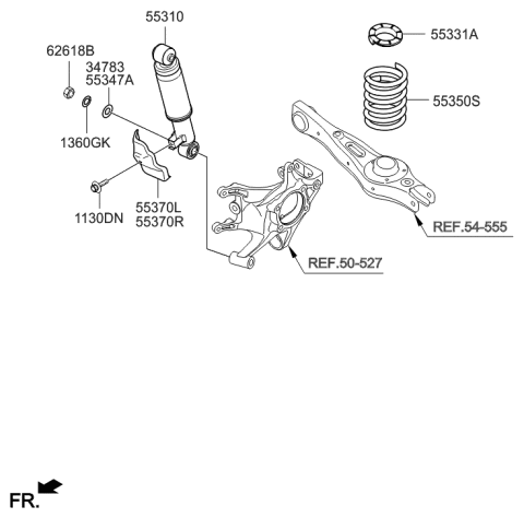 2012 Hyundai Sonata Rear Spring Pad,Upper Diagram for 55331-2W000