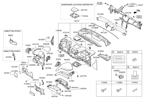 2013 Hyundai Santa Fe Steering Column Lower Shroud Diagram for 84852-2W100-NBC