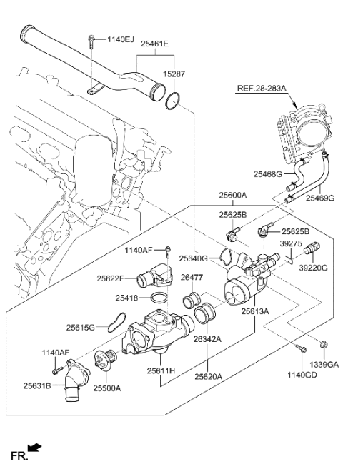 2015 Hyundai Santa Fe Coolant Pipe & Hose Diagram