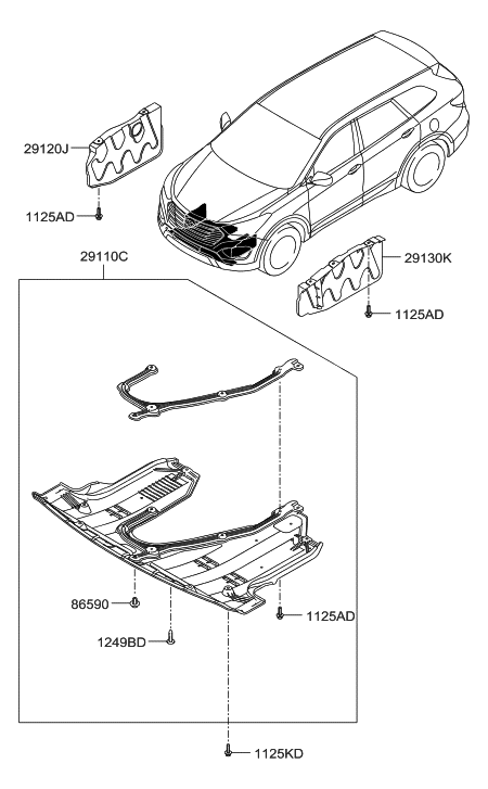 2013 Hyundai Santa Fe Under Cover Diagram