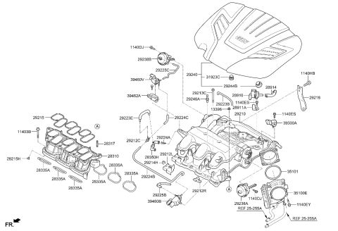 2014 Hyundai Sonata Engine Cover Assembly Diagram for 29240-3CFB0