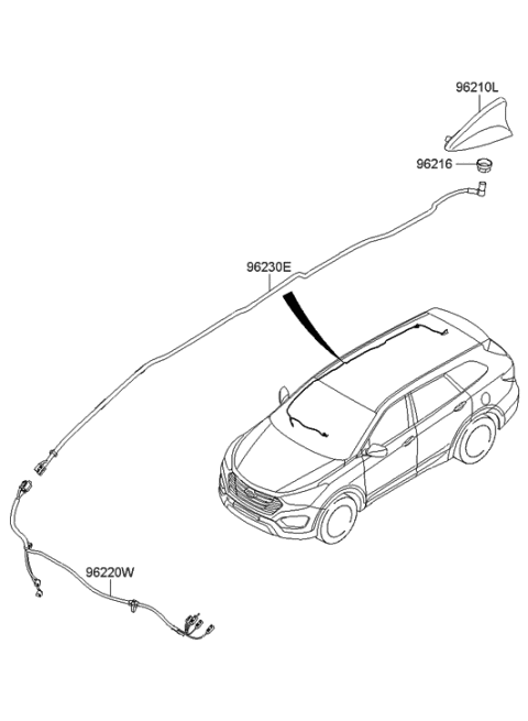 2013 Hyundai Santa Fe Combination Antenna Assembly Diagram for 96210-4Z100-M8S