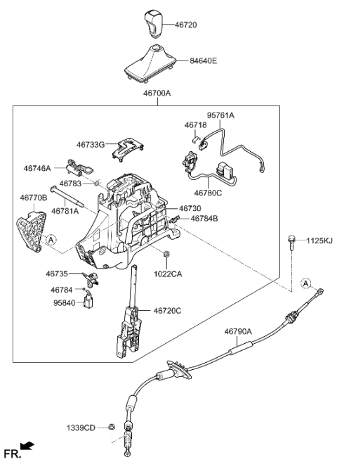 2014 Hyundai Santa Fe Cable Assembly-Automatic Transmission Diagram for 46790-2W100