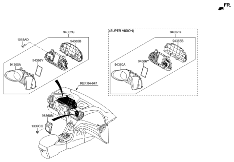 2014 Hyundai Santa Fe Cluster Assembly-Instrument Diagram for 94001-B8041