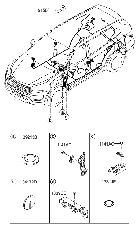 2014 Hyundai Santa Fe Wiring Assembly-Floor Diagram for 91517-B8700