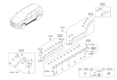 2014 Hyundai Santa Fe Body Side Moulding Diagram