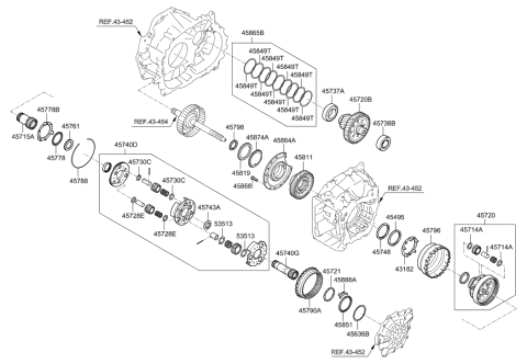 2013 Hyundai Sonata Gear Kit-Automatic Transaxle Transfer Driven Diagram for 45720-3B220