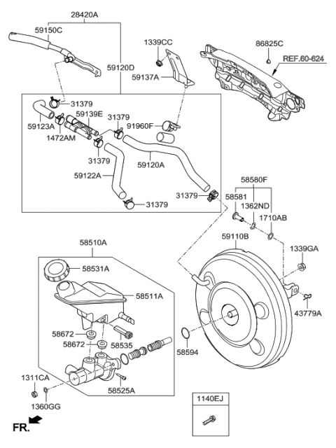 2014 Hyundai Santa Fe Hose Assembly-Vacuum Diagram for 59122-2W300