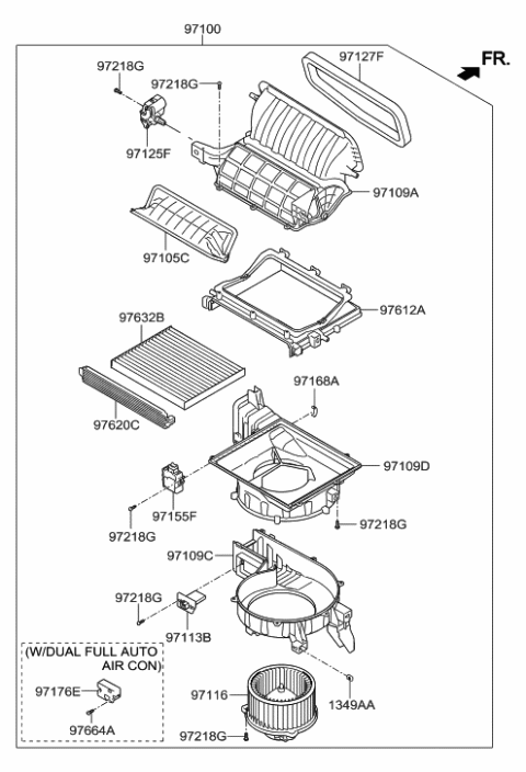 2013 Hyundai Santa Fe Case-Blower,Lower Diagram for 97112-2W000