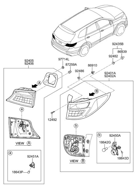 2014 Hyundai Santa Fe Rear Combination Lamp Diagram 2