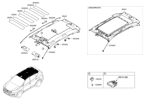 2015 Hyundai Santa Fe Headlining Assembly Diagram for 85310-B8890-VYN