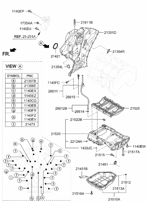 2014 Hyundai Santa Fe Pan Assembly-Engine Oil,Lower Diagram for 21510-3C201