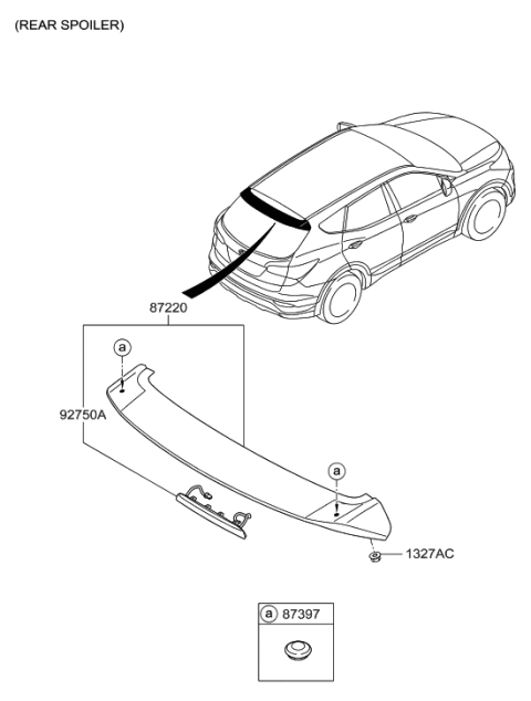 2014 Hyundai Santa Fe Roof Garnish & Rear Spoiler Diagram 3