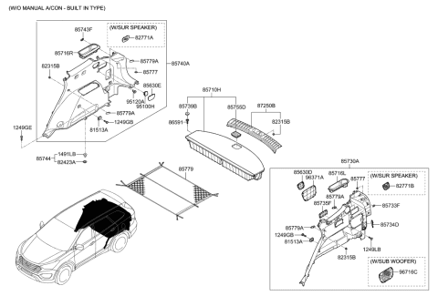 2014 Hyundai Santa Fe Cover-Air Ventilator Blanking,LH Diagram for 85735-B8000-RYN