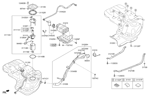 2014 Hyundai Santa Fe Band Assembly-Fuel Tank LH Diagram for 31210-B8000