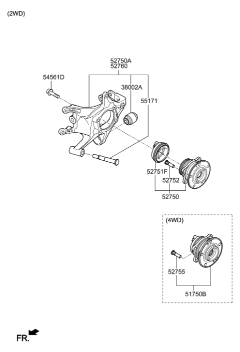 2013 Hyundai Santa Fe Carrier Assembly-Rear Axle,RH Diagram for 52720-2W600