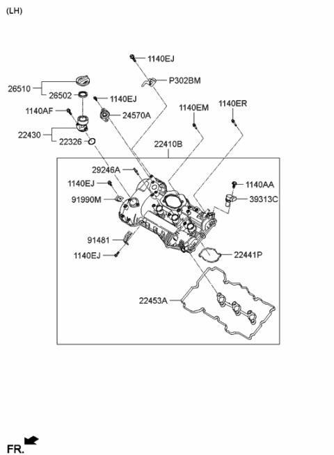 2013 Hyundai Santa Fe Cover Assembly-Rocker,LH Diagram for 22410-3CGB8