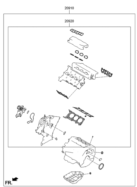 2013 Hyundai Santa Fe Engine Gasket Kit Diagram