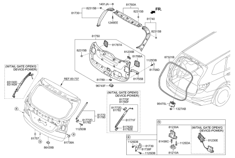 2014 Hyundai Santa Fe Panel Assembly-Tail Gate Trim Diagram for 81750-B8000-NBC