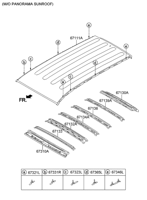 2014 Hyundai Santa Fe Roof Panel Diagram 1