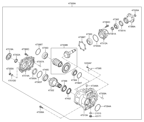 2014 Hyundai Sonata Transfer Assembly Diagram for 47300-3B510