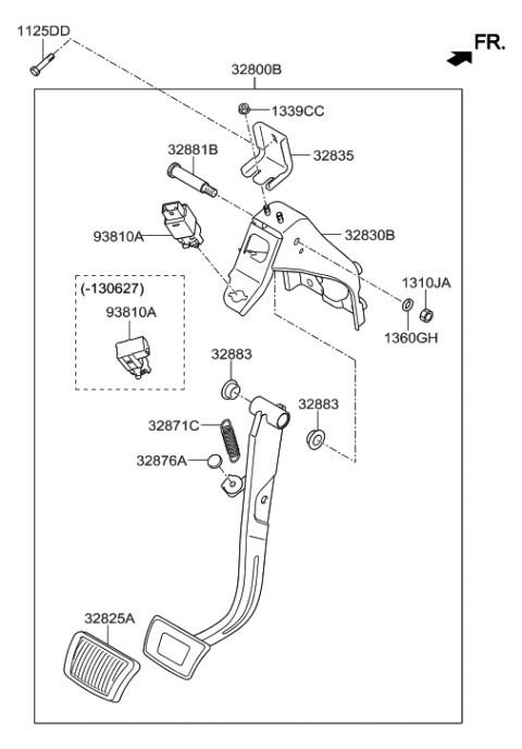 2013 Hyundai Santa Fe Pedal Assembly-Brake Diagram for 32800-2W110