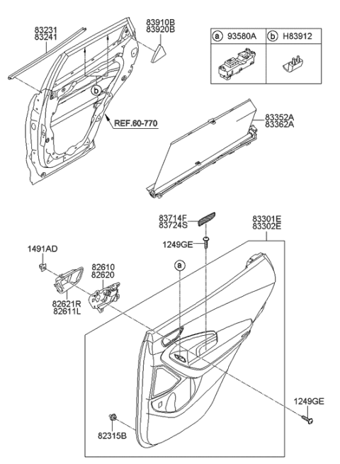 2015 Hyundai Santa Fe Panel Assembly-Rear Door Trim,RH Diagram for 83308-B8080-SNB