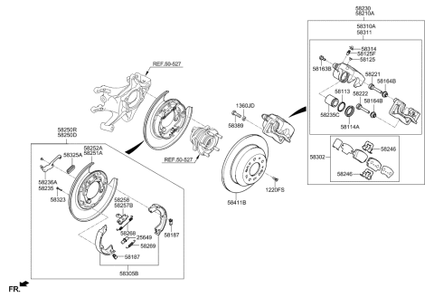 2014 Hyundai Santa Fe Rear Disc Brake Pad Kit Diagram for 58302-2WA00