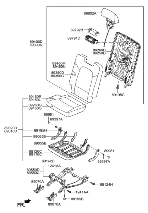 2013 Hyundai Santa Fe Cover-Inside Inner,LH Diagram for 89193-B8500-RYN